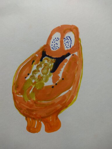 Handrawn beans eating corns with limited colored sketches